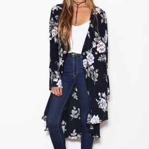 FLYNN SKYE FLORAL KIMONO Midi DRESS size S cover up casual